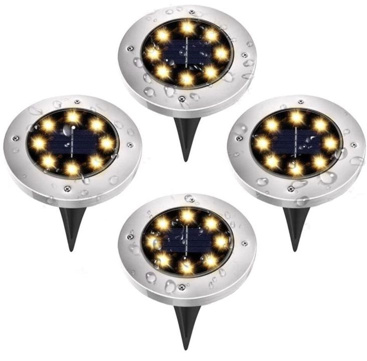 4x Uoune Solar Bodenleuchte mit je 8 LEDs aus Edelstahl für 9,49€ (statt 19€) – Prime