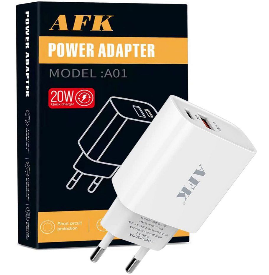 AFK A01 20W Ladegerät mit USB-C &#038; USB für 6,49€ (statt 13€) &#8211; Prime