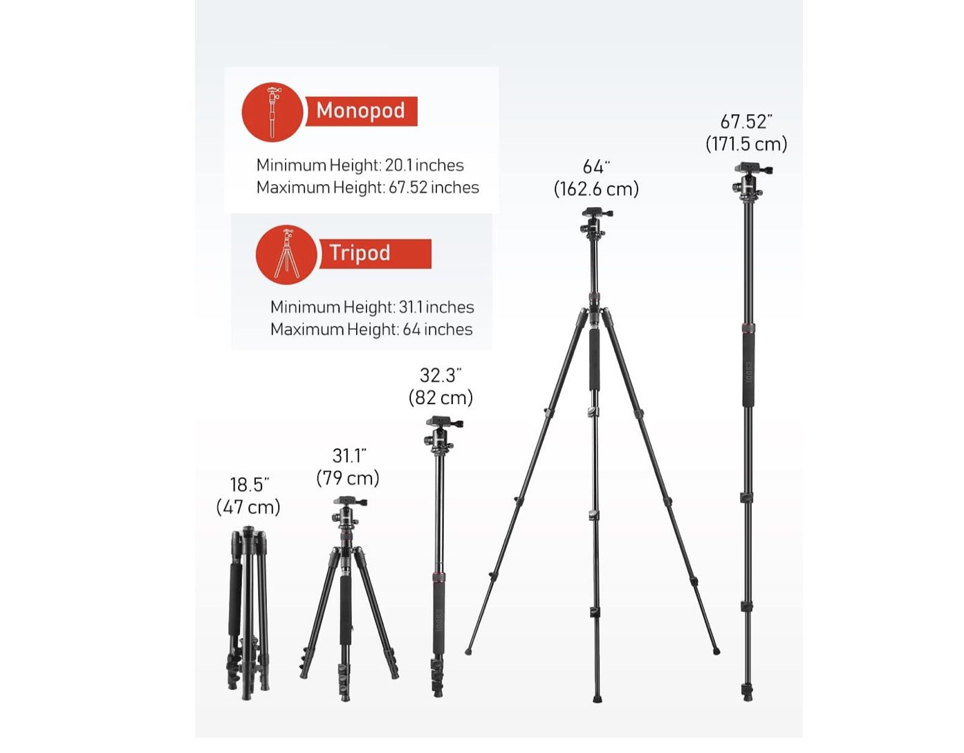 Generic Kamera Stativ mit Einbeinstativ und 360 Grad Kugelkopf für 21,99€ (statt 30€)