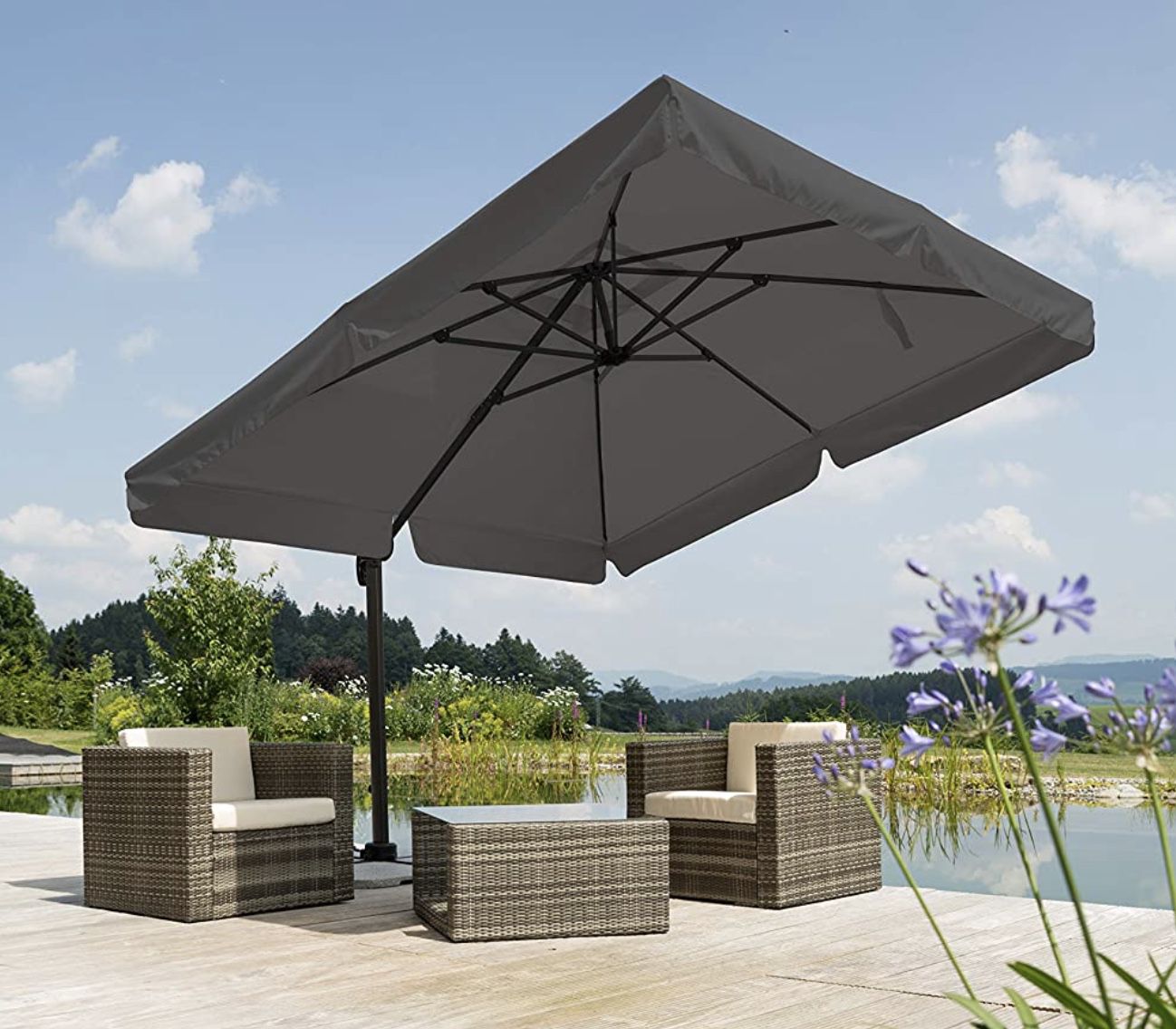 Schneider Sonnenschirm Rhodos in Anthrazit 300x300cm für 220€ (statt 413€)