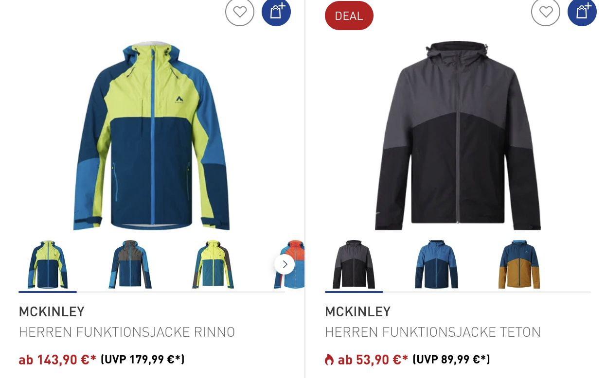 Intersport: McKINLEY Sale bis 40% Rabatt   z.B. Funktionsjacke für 118,90€ (statt 174€)