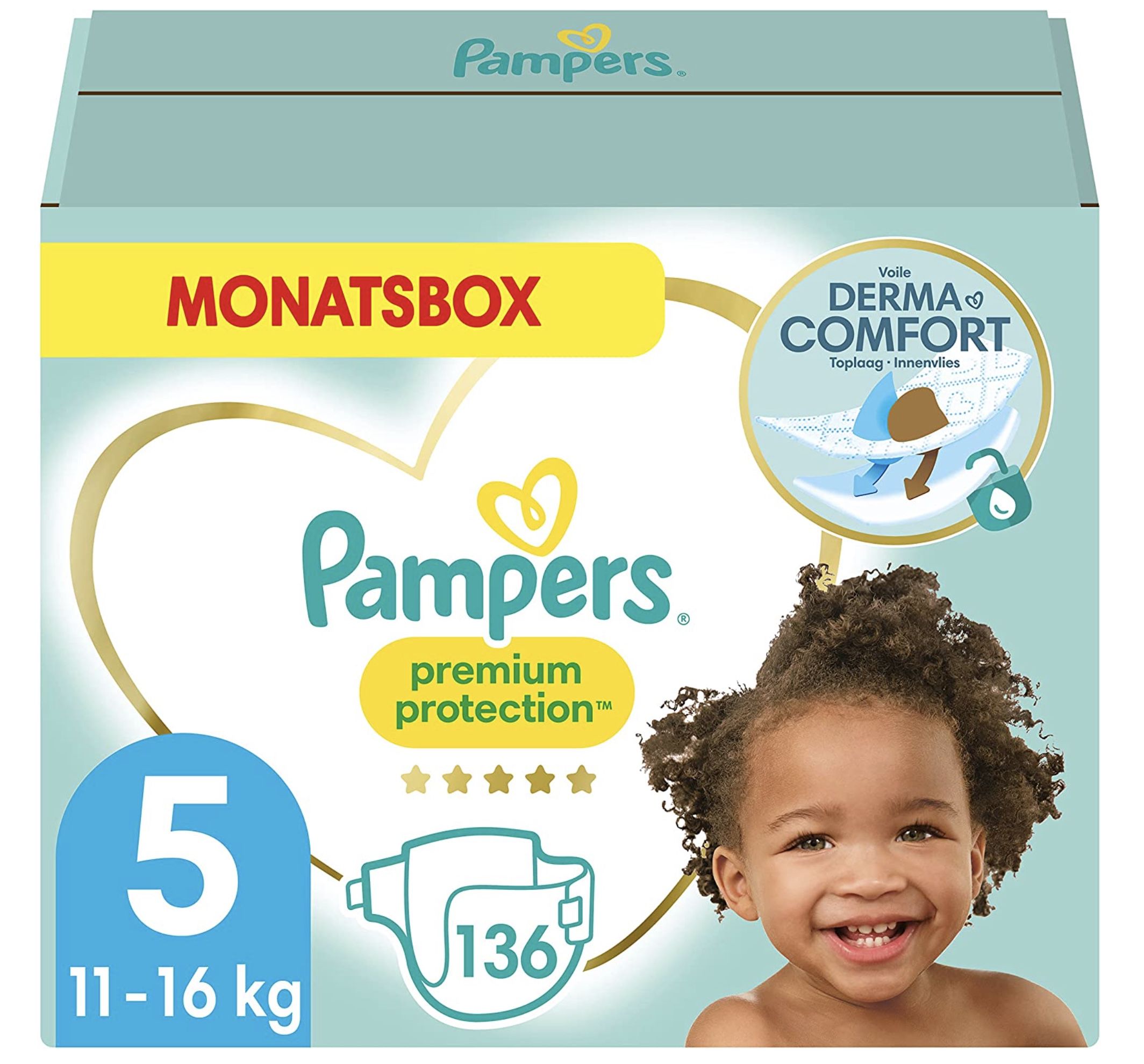 136er Pack Pampers Baby Windeln Größe 5 (11 16kg) Premium Protection für 32€ (statt 50€)