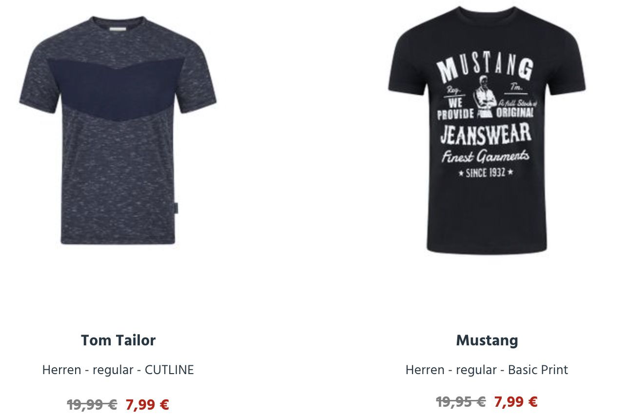 🔥 T Shirts von Jack & Jones, Tom Tailor, Mustang uvm. für je nur 7,99€ + keine VSK