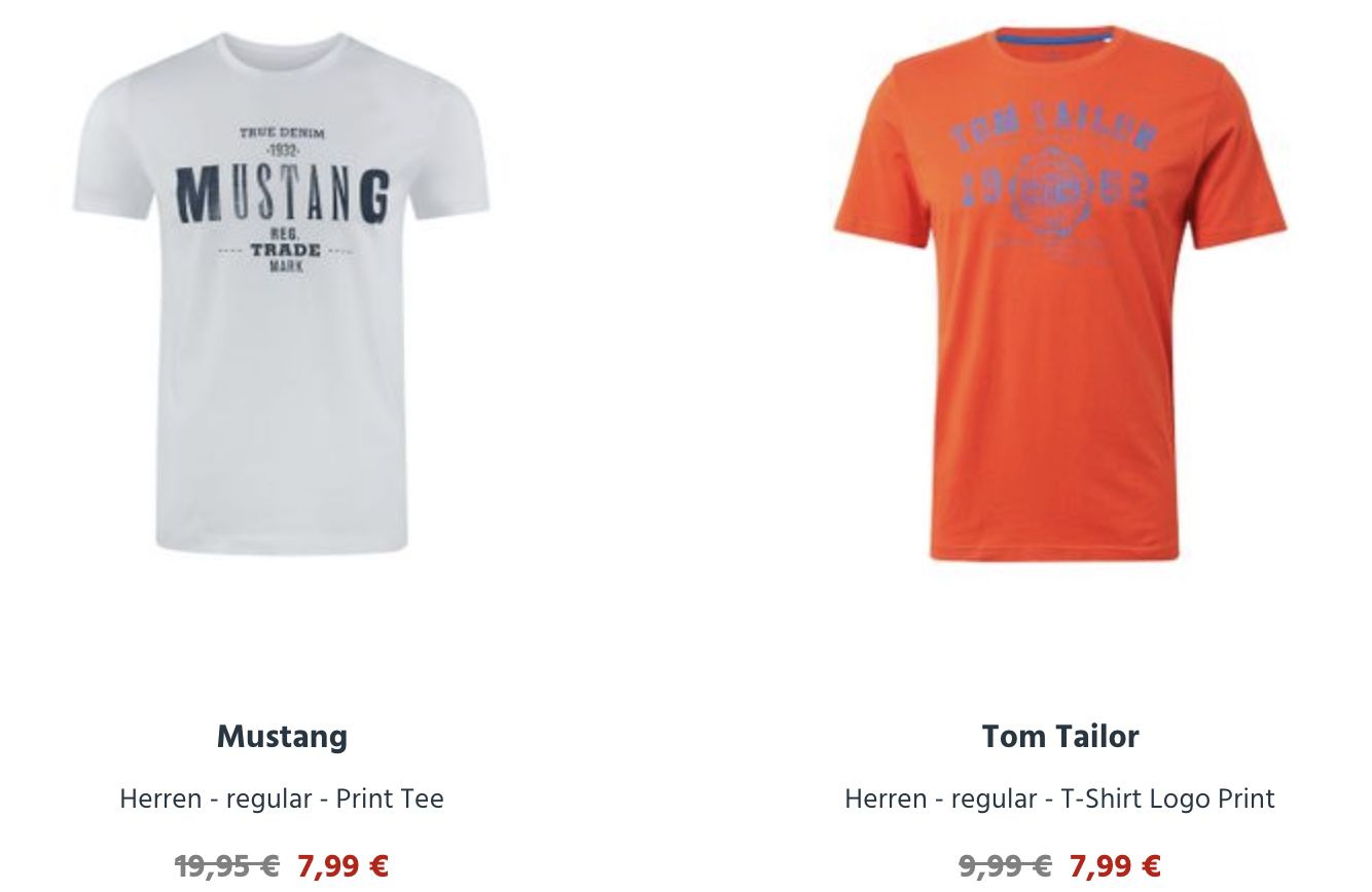 🔥 T Shirts von Jack & Jones, Tom Tailor, Mustang uvm. für je nur 7,99€ + keine VSK