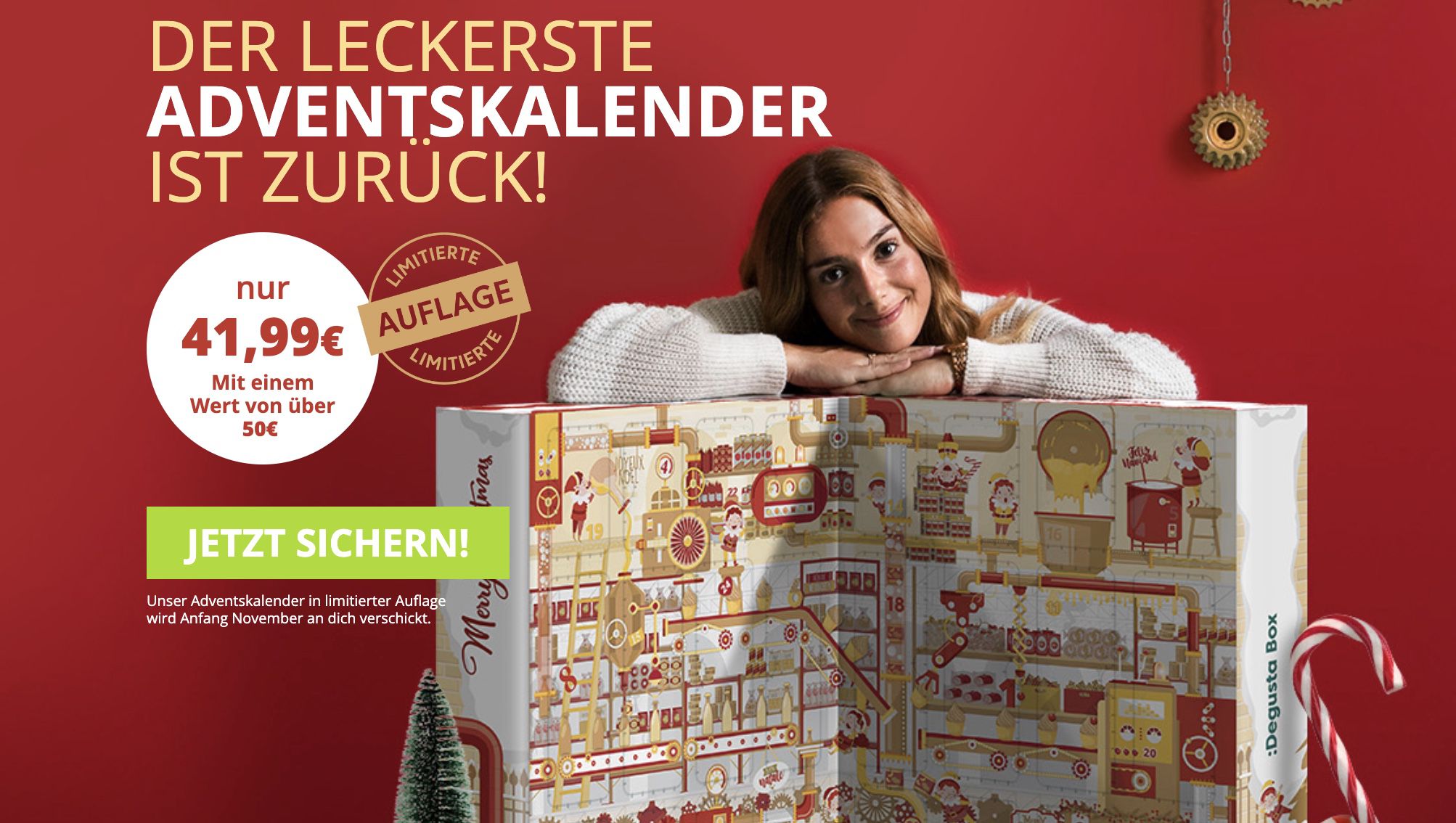 Degusta Adventskalender 2022 gefüllt mit Leckereien im Wert von 50€ für 35,99€