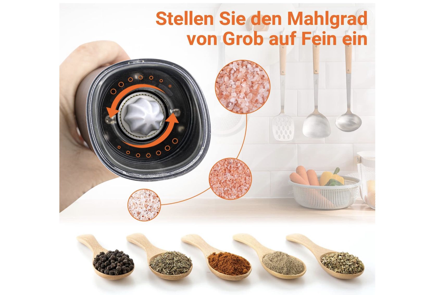 aircover Elektrische Pfeffer  und Salzmühle mit einstellbarem Mahlgrad für 14,99€ (statt 30€)   Prime