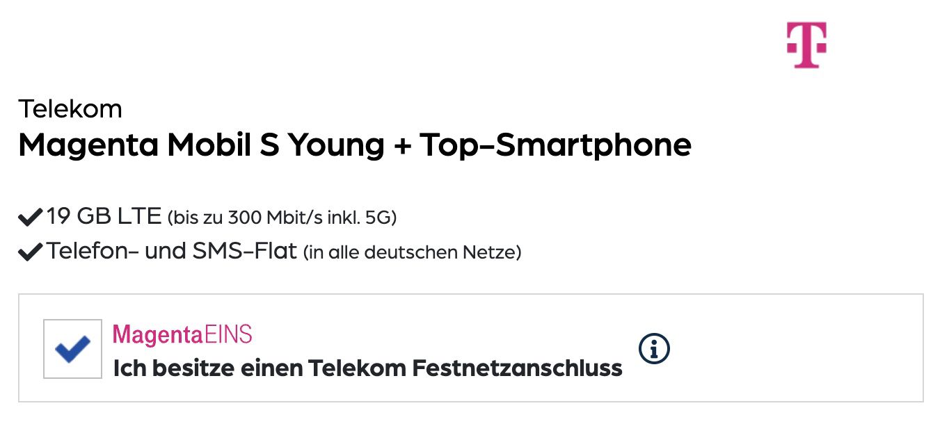 Apple iPhone 14 Pro Max für 579,95€ + Telekom MagentaEINS S Young 19GB 5G/LTE für 34,95€ mtl. + Gutschein