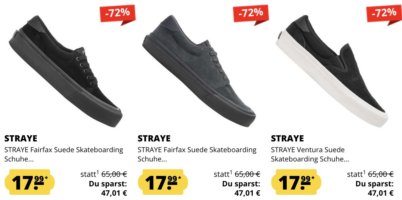 STRAYE Skateboarding Schuhe für je 17,99€ zzgl. VSK (statt 49€)