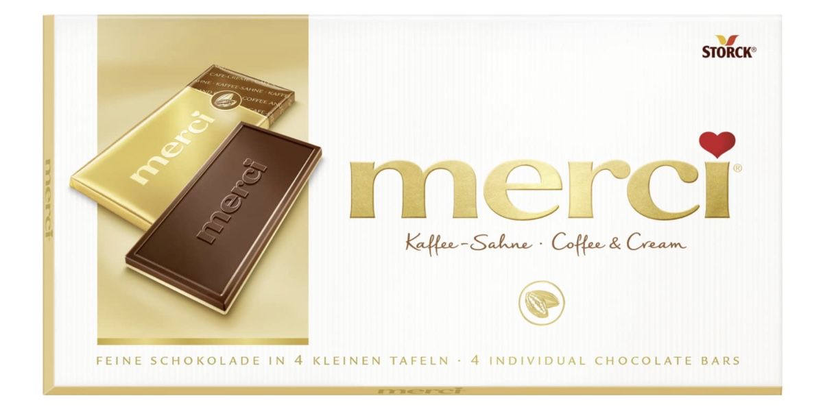 100g merci Tafelschokolade Kaffee Sahne ab 0,96€   Prime