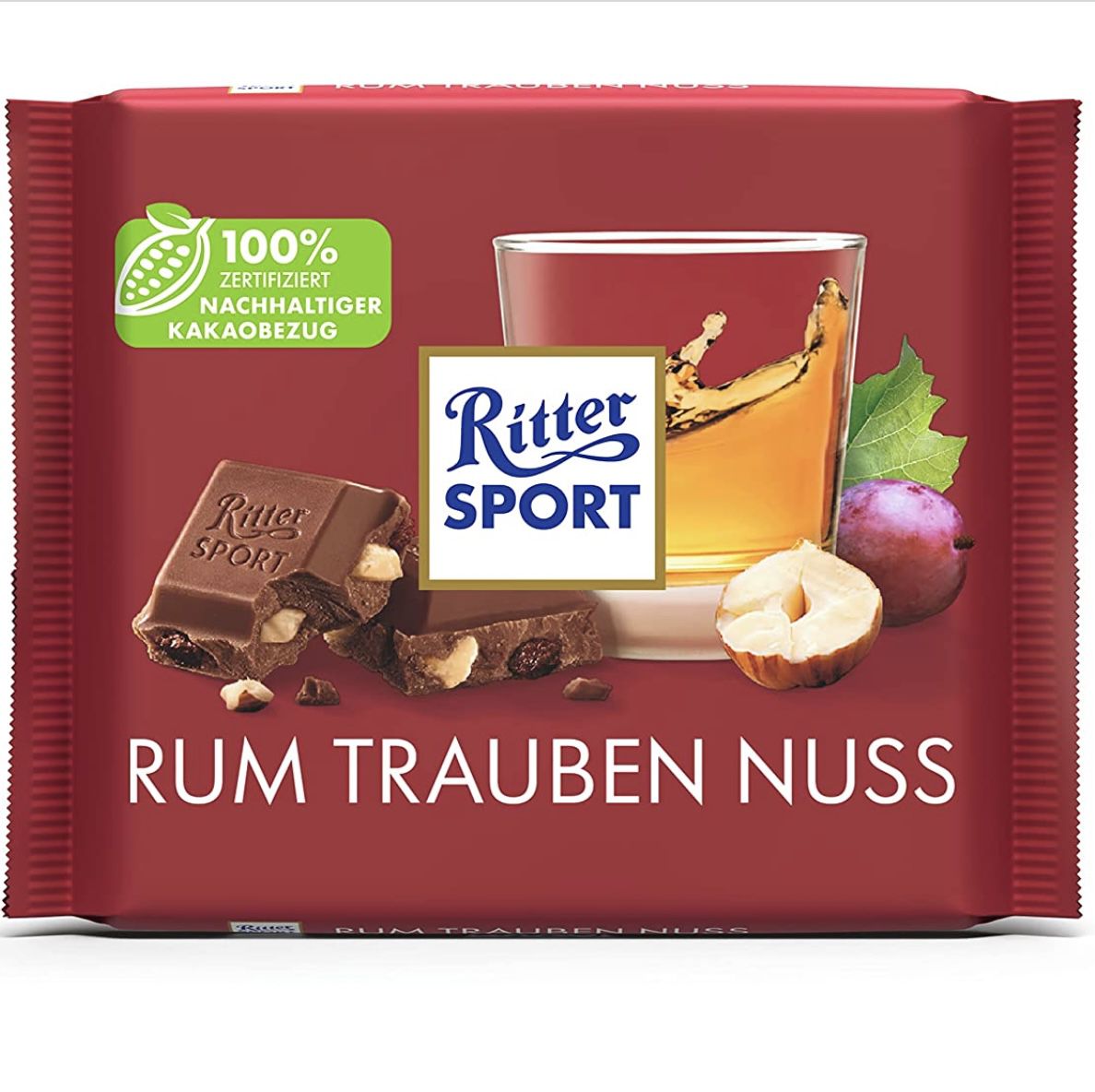 RITTER SPORT Rum Trauben Nuss 100g Vollmilchschokolade für 0,88€ &#8211; Prime