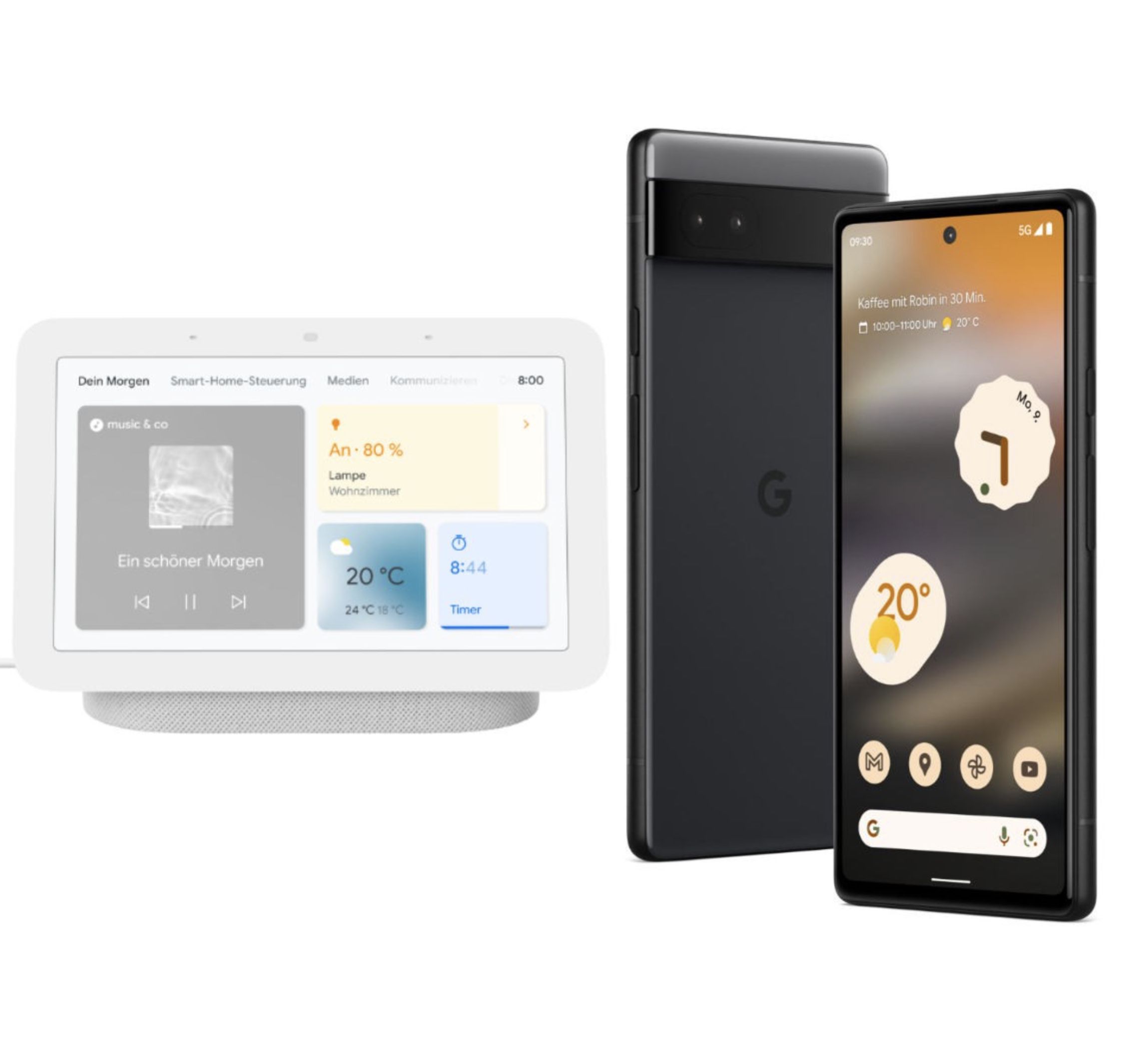 Google Pixel 6a mit 128 GB + Google Nest Hub für 399€ (statt 453€)