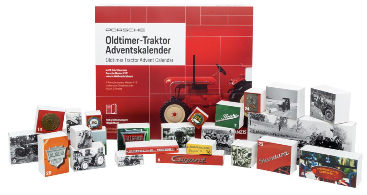 Porsche Oldtimer Traktor Adventskalender (Bausatz Metall Karosserie) für 17€ (statt 35€)