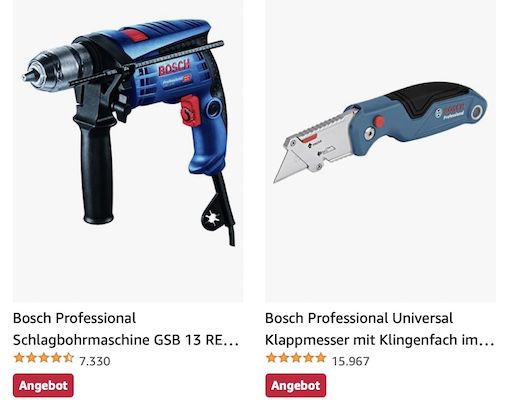 Amazon: Bis zu 49% Rabatt auf BOSCH Professional Elektrowerkzeuge und Messtechnik