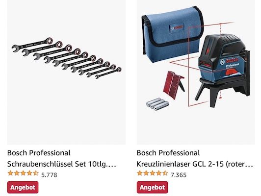 Amazon: Bis zu 49% Rabatt auf BOSCH Professional Elektrowerkzeuge und Messtechnik