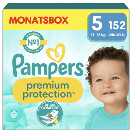 152er Pack Pampers Premium Protection Windeln (Gr. 5, 11 16kg) für 37,50€ (statt 53€)