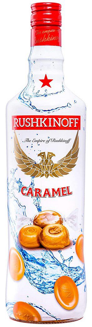 Rushkinoff Vodka & Caramel   Vodka Karamellikör (1L) für 8,99€ (statt 13€)   Prime