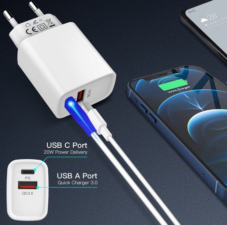 AFK A01 20W Ladegerät mit USB C & USB für 6,49€ (statt 13€)   Prime