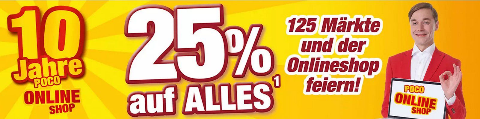 Poco 25% Jubiläums Rabatt +20€ Gutschein ab 120€  z.B .LG Waschvollautomat für 628,99€ (statt 729€)