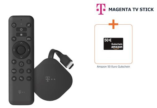 Telekom MagentaTV Smart inkl. RTL+ Premium für eff. 7,50€ mtl. + TV Stick + 50€ Amazon Gutschein