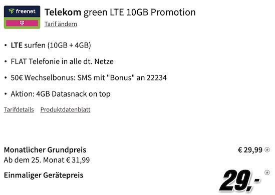 Samsung Galaxy Z Flip4 5G mit 128GB für 29€ + Telekom Allnet Flat mit 14GB für 29,99€ mtl.