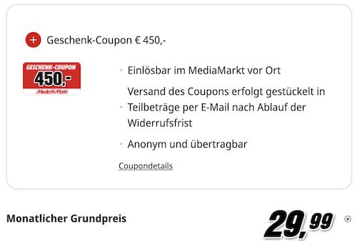 o2 Unlimited Max mit unbegrenzt 5G/LTE für 29,99€ mtl. + Prämie: 450€ Gutscheine