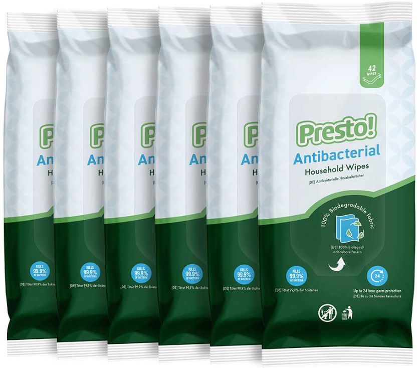 6x 42 Amazon Presto! Antibakterielle Tücher ab 5,09€ (statt 7€)