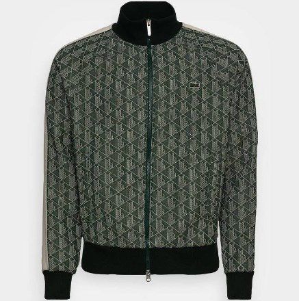 Lacoste Regular Fit Sweatjacke mit Allover-Muster in Grün für 154,95€ (statt 190€)