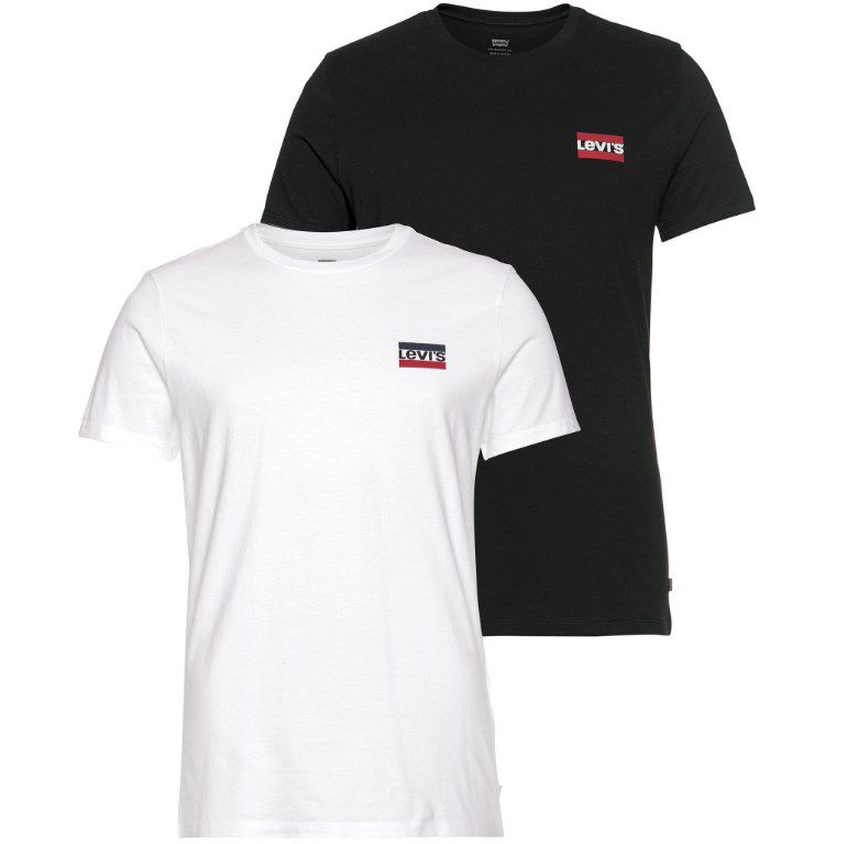 Levis – 2er Pack T Shirts in weiß/schwarz mit kleinem Logo ab 25,59€ (statt 35€)