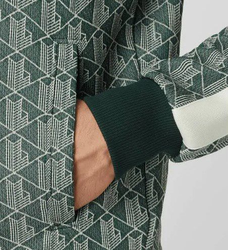 Lacoste Regular Fit Sweatjacke mit Allover Muster in Grün für 154,95€ (statt 190€)