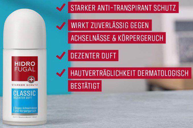 50 ml Hidrofugal Classic Roll on Deo ab 1,79€ (statt 3,55€)