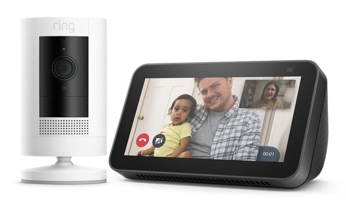 Ring Stick Up Cam (Akku) + Echo Show 5 (2021) für 77,99€ (statt 105€)