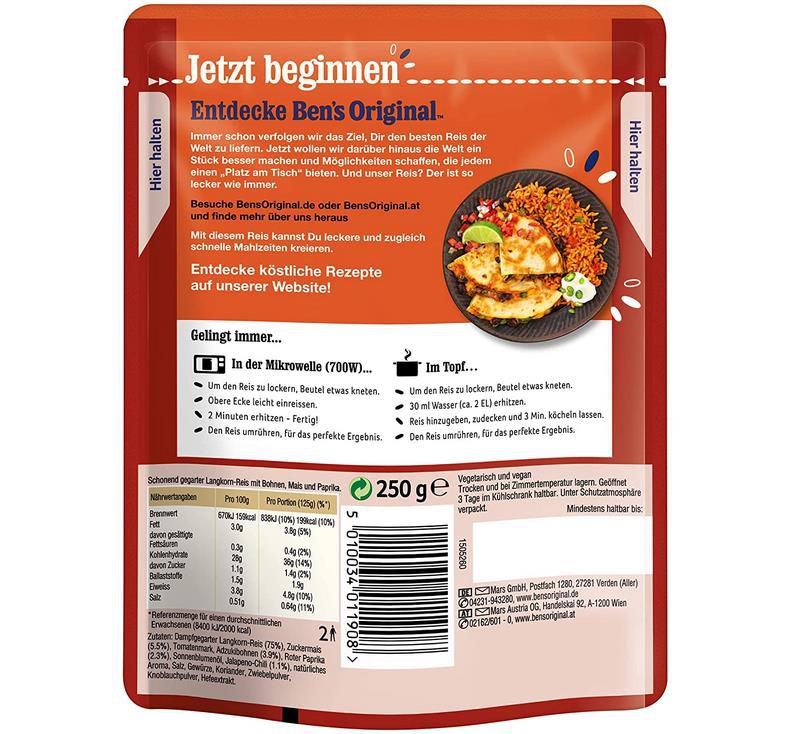 6er Pack Bens Original Express Reis Mexikanisch Scharf, 250g ab 8€ (statt 12€)   Prime Sparabo