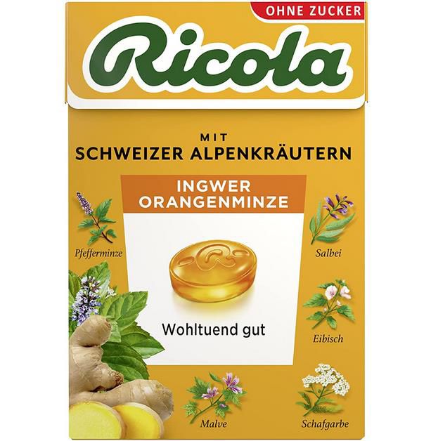 Ricola Ingwer Orangenminze Kräuterbonbon ohne Zucker, 50g ab 1,32€ &#8211; Prime Sparabo