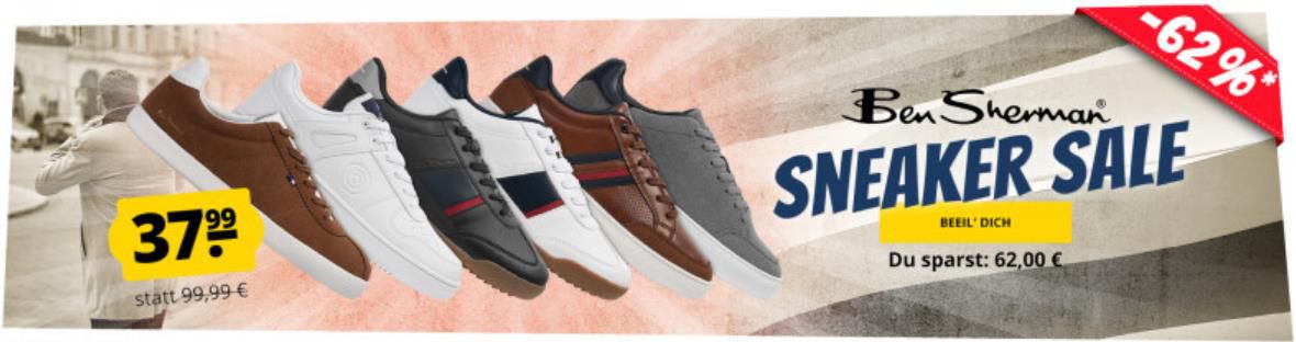 SportSpar: Ben Sherman Sneaker Sale ab 37,99€ + 5€ Gutschein ab 2 Paar