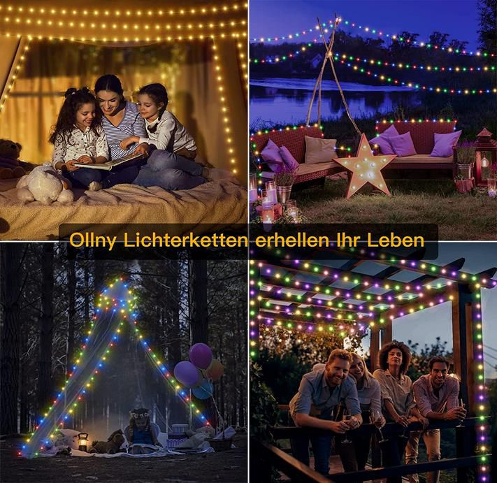 Ollny Solar Lichterkette mit Fernbedienung, 30m, 300 LED für 12,99€ (statt 26€)