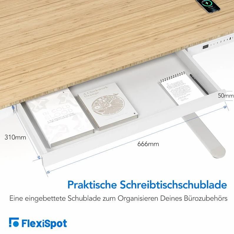 Flexispot Q8 Höhenverstellbarer Schreibtisch + Bambus Tischplatte für 559,99€ (statt 700€)