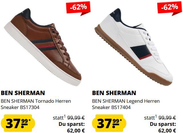 SportSpar: Ben Sherman Sneaker Sale ab 37,99€ + 5€ Gutschein ab 2 Paar