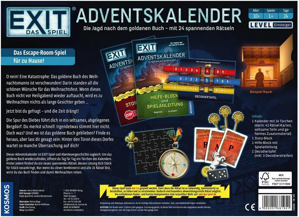 Kosmos Exit Adventskalender für 19,99€ (statt 30€)   Vorbestellung