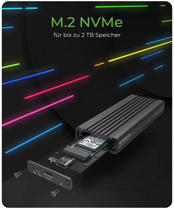 Icy Box SSD M.2 NVMe Gehäuse mit USB 3.1 für 24,99€ (statt 35€)