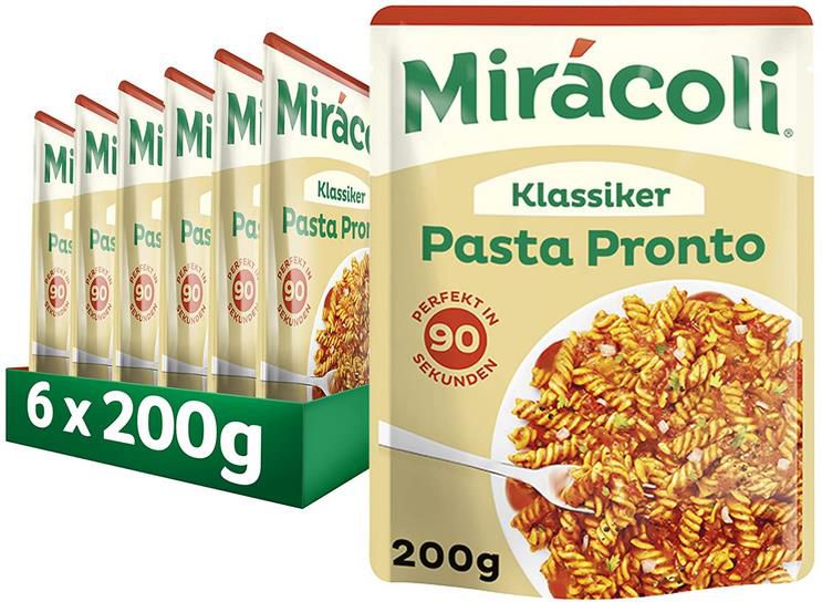 6er Pack Miracoli Pasta Pronto Klassiker, 200g ab 10€ (statt 12€)   Prime Sparabo