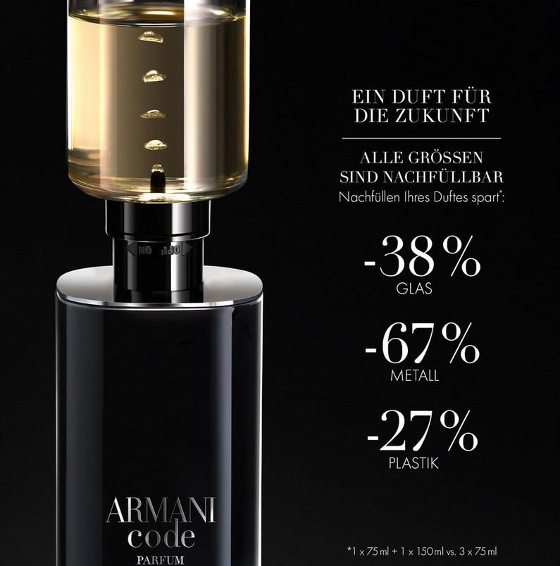 150ml Giorgio Armani Code Homme Parfum Nachfüller für 64,64€ (statt 82€)