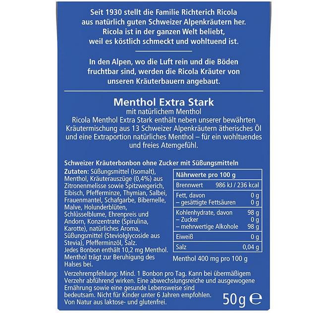 Ricola Extra Stark Menthol Hustenbonbon, 50g Box ab 1,32€ (statt 1,87€)   Prime Sparabo