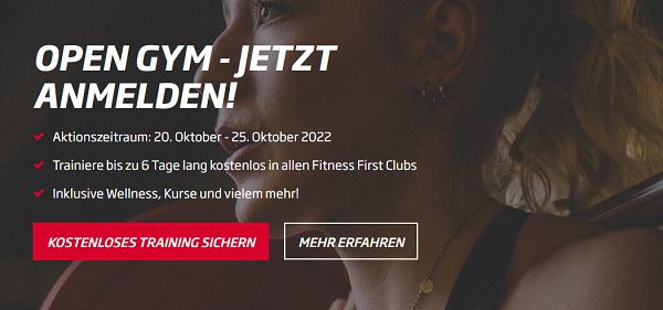 bis zu 6 Tage Gratis Training in einem Fitness First Club (20.10. bis 25.10)