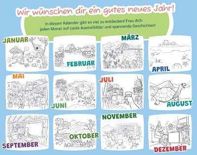 Kostenloser Kinder Kreativ Kalender für das neue Jahr 2024