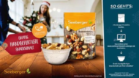 Drei Seeberger Produkte kaufen   handgefertigte Snackschale gratis