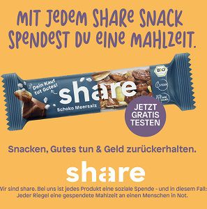 Shareriegel gratis ausprobieren und Gutes tun