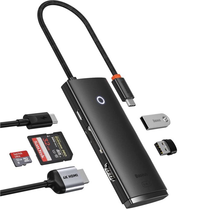 Baseus 6in1 USB C Hub mit 4K HDMI & 100W PD für 11,99€ (statt 29€)