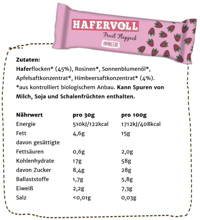 18x HAFERVOLL Fruit Flapjack Himbeere Müsliriegel für 9,29€ (statt 17)   Prime Sparabo