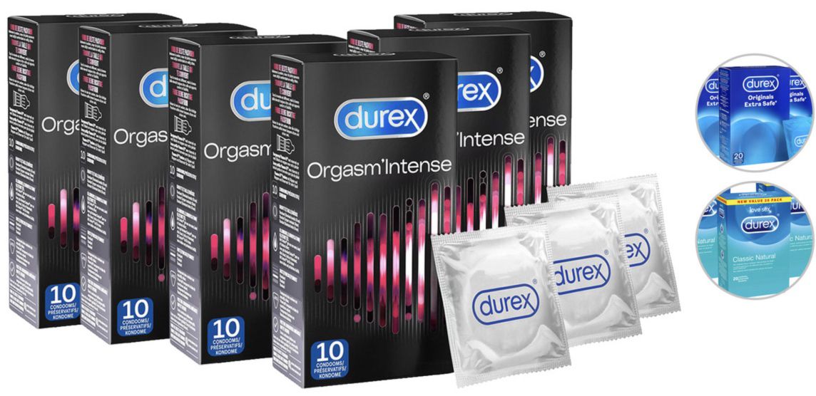60 Durex Kondome z.B. Orgasm Intense für 30,90€ (statt 54€)