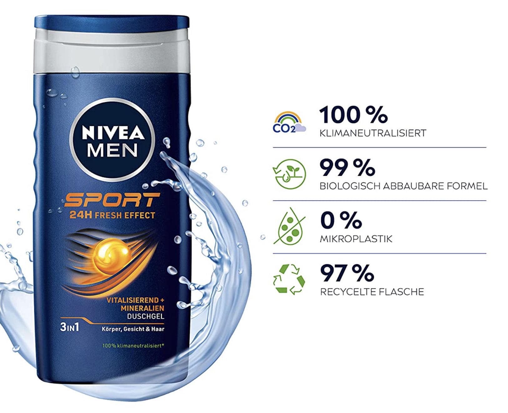 3x NIVEA MEN Sport Duschgel mit vitalisierendem Duft für 2,63€ (statt 5€)